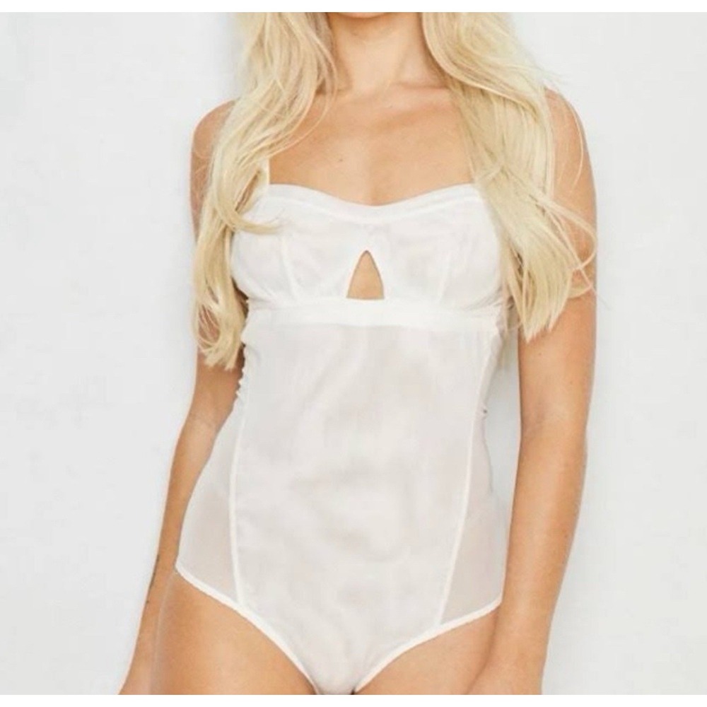 Free People We Are HAH Under The Wire Bodysuit Walking‎ on Eggshells Large NWT